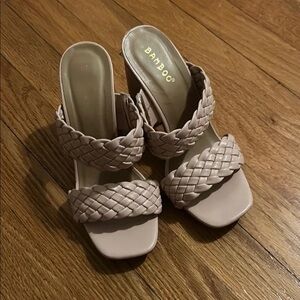 BAMBOO Women's Tan Braided Heels